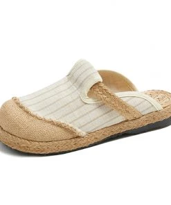 TC Cactus Rose |Stripe Strap-Accent Linen Mules Epadrilles - Women New In Shoes