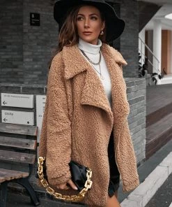 YBL New In Clothing Smaibulun Doll | Camel Asymmetrical Zip-Front Fleece Jacket