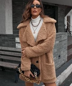 YBL New In Clothing Smaibulun Doll | Khaki Single-Breasted Fleece Coat