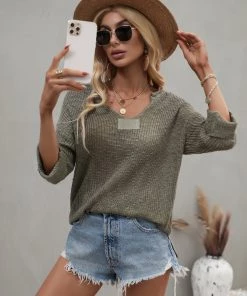 MY CAUGHT KNIT TOP - OLIVE
