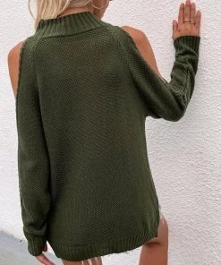 MY Smaibulun | Olive Shoulder Cut-Out Knit Sweater New In Clothing