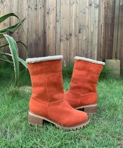 YL En Bloom | Orange Plush-Lined Fold-Over Boot New In Shoes
