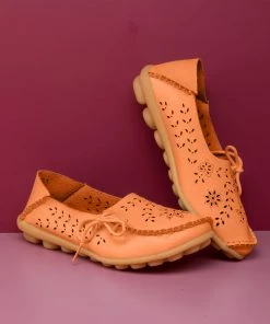 ATC Side Tie Laser Cut Round-Toe Loafers - MAMA LOVE