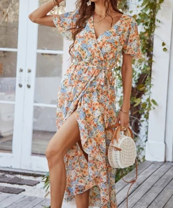 DY BABYLONIA MIDI DRESS - ORANGE PRINT