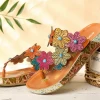 RXD SOFFIA | Genuine Leather Flower Trim Flat Flip Flop Sandals New In Shoes