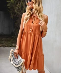 DY New In Clothing MARITA DRESS - ORANGE