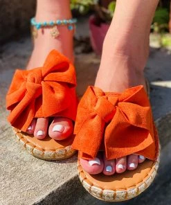 HT New In Shoes En Bloom | Lola Orange Bow Sandals