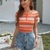 MY New In Clothing MINDIE KNIT CROP TOP - ORANGE STRIPE