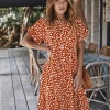 DY NEW ARRIVALS BRONWYN DRESS - RUST PRINT