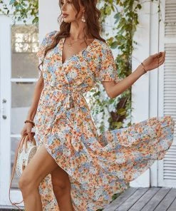 DY BABYLONIA MIDI DRESS - ORANGE PRINT