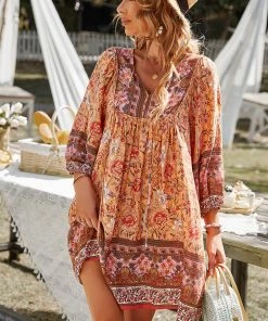 DY New In Clothing AURINA BOHO DRESS - ORANGE
