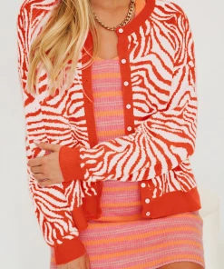 MY NEW ARRIVALS Smaibulun | Tiger Year Animal Patterned Knit Cardigan - Orange