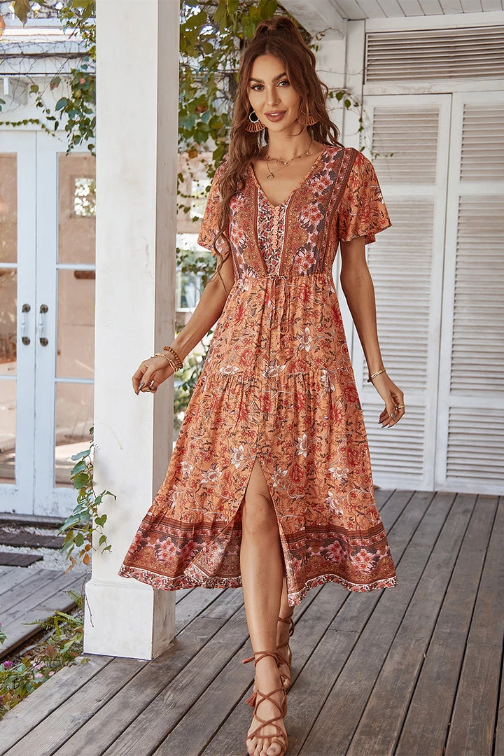 DY RICARDA BOHO MIDI DRESS - ORANGE PRINT NEW ARRIVALS 2 DY RICARDA BOHO MIDI DRESS - ORANGE PRINT NEW ARRIVALS