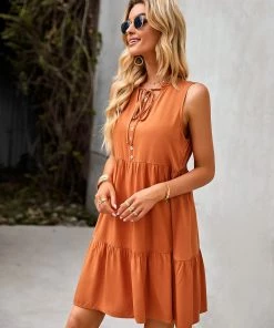 DY New In Clothing MARITA DRESS - ORANGE