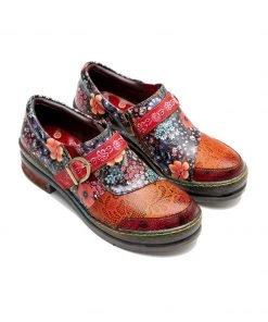 SOFFIA | Floral Printed Boho Genuine Leather Sneakers Oxford Shoes