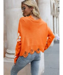 QDYH Smaibulun | Daisy Ripped Detailed Knit Sweater New In Clothing