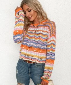 MY Smaibulun Doll | MARMO Zig Zag Crochet Knit Top - Orange