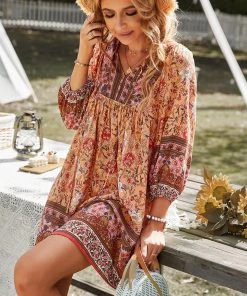 DY New In Clothing AURINA BOHO DRESS - ORANGE