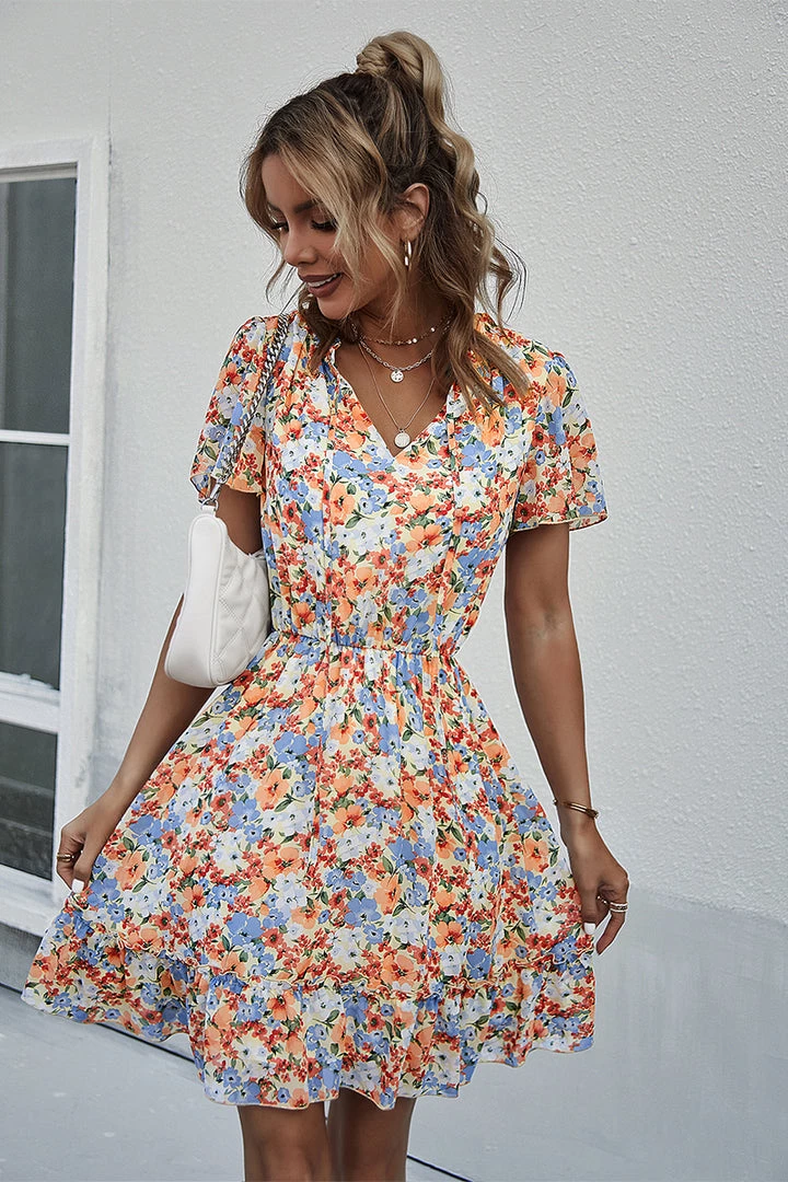 DY LUISA Floral Print Mini Dress - Orange 4 DY LUISA Floral Print Mini Dress - Orange