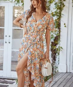 DY BABYLONIA MIDI DRESS - ORANGE PRINT