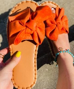 HT New In Shoes En Bloom | Lola Orange Bow Sandals