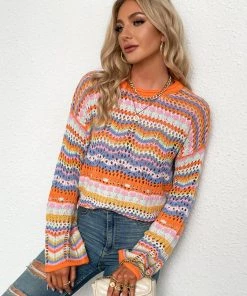 MY Smaibulun Doll | MARMO Zig Zag Crochet Knit Top - Orange