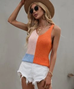 MY BABETTE KNIT TANK - ORANGE New In Clothing