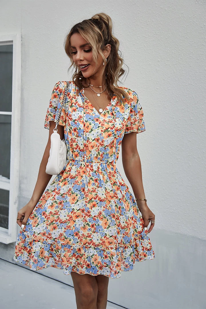 DY LUISA Floral Print Mini Dress - Orange 5 DY LUISA Floral Print Mini Dress - Orange