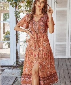 DY RICARDA BOHO MIDI DRESS - ORANGE PRINT NEW ARRIVALS 10 DY RICARDA BOHO MIDI DRESS - ORANGE PRINT NEW ARRIVALS