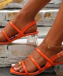HT En Bloom | Orange Gold Ring Toe Block Heel Slingback