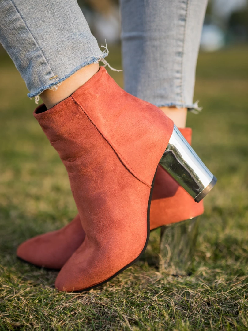 HYHE NEW ARRIVALS EN BLOOM | Orange Mirror Heel Suede Ankle Boots 1 HYHE NEW ARRIVALS EN BLOOM | Orange Mirror Heel Suede Ankle Boots