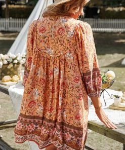 DY New In Clothing AURINA BOHO DRESS - ORANGE