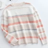 MY Smaibulun | Peach Grey Stripe Crew Neck Knit Top