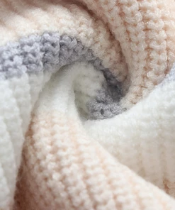 MY Smaibulun | Peach Grey Stripe Crew Neck Knit Top