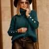 MY Smaibulun | Pine Green Oversized Collar Turtleneck Knit Sweater