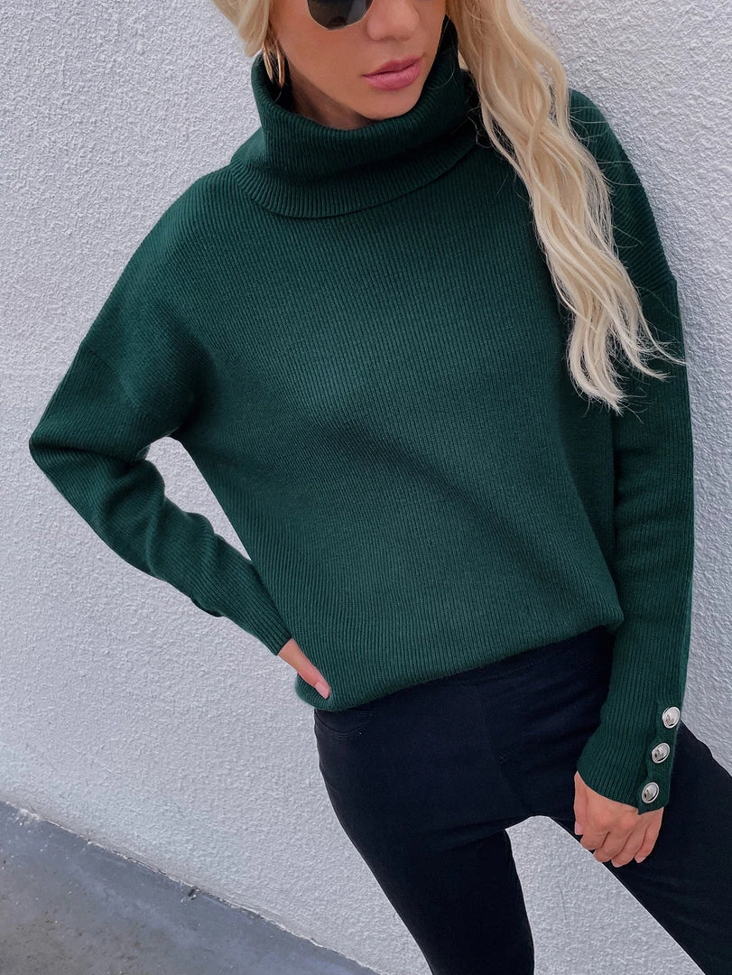 MY Smaibulun | Pine Green Oversized Collar Turtleneck Knit Sweater 2 MY Smaibulun | Pine Green Oversized Collar Turtleneck Knit Sweater
