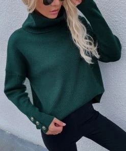 MY Smaibulun | Pine Green Oversized Collar Turtleneck Knit Sweater 10 MY Smaibulun | Pine Green Oversized Collar Turtleneck Knit Sweater