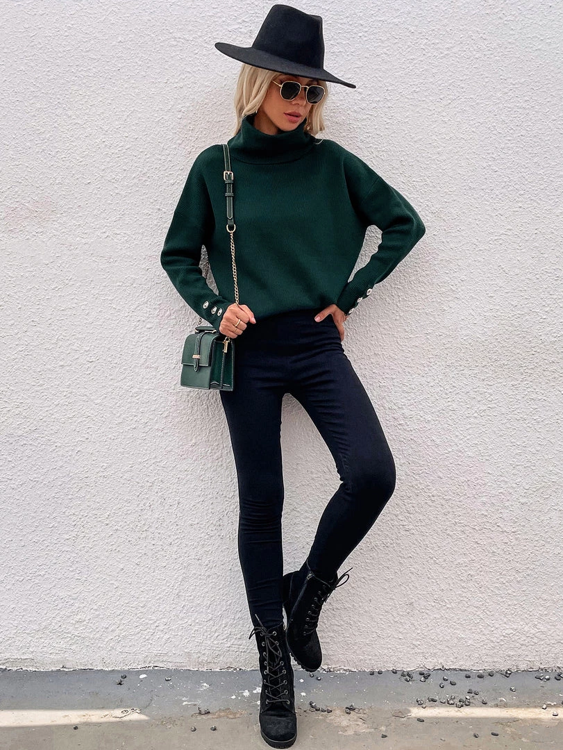 MY Smaibulun | Pine Green Oversized Collar Turtleneck Knit Sweater 4 MY Smaibulun | Pine Green Oversized Collar Turtleneck Knit Sweater