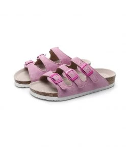 GLF NEW ARRIVALS Maibulun | Pink Triple-Buckle Suede Upper Sandal