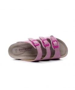 GLF NEW ARRIVALS Maibulun | Pink Triple-Buckle Suede Upper Sandal