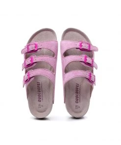 GLF NEW ARRIVALS Maibulun | Pink Triple-Buckle Suede Upper Sandal