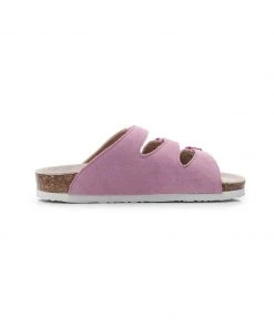 GLF NEW ARRIVALS Maibulun | Pink Triple-Buckle Suede Upper Sandal