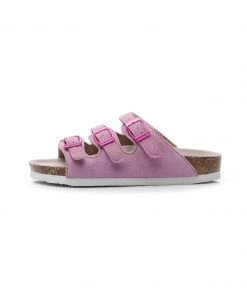 GLF NEW ARRIVALS Maibulun | Pink Triple-Buckle Suede Upper Sandal