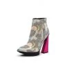Jady Rose JadyRose | Aurora Printed Pink Triangled Leather High Heel Platform Ankle Boots NEW ARRIVALS