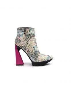 Jady Rose JadyRose | Aurora Printed Pink Triangled Leather High Heel Platform Ankle Boots NEW ARRIVALS