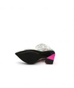 Jady Rose JadyRose | Aurora Printed Pink Triangled Leather High Heel Platform Ankle Boots NEW ARRIVALS