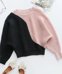 MY Smaibulun | GRANIA Batwing Sleeve Block Color Knit Sweater