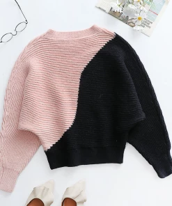 MY Smaibulun | GRANIA Batwing Sleeve Block Color Knit Sweater