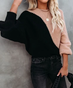 MY Smaibulun | GRANIA Batwing Sleeve Block Color Knit Sweater