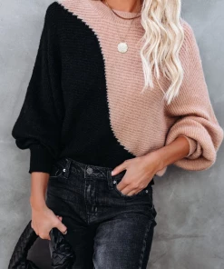 MY Smaibulun | GRANIA Batwing Sleeve Block Color Knit Sweater